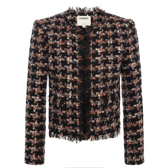 L’Agence Angelina Tweed Jacket in Black Multi Tweed NWT Size 0 - Picture 1 of 11